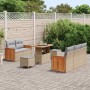 Conjunto de sofá de jardín con cojín 8 pcs Beige Poliratán