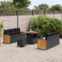 Conjunto de sofá de jardín 9 pcs Negro 80 x 80 x 71 cm