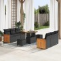 Conjunto de sofá de jardín 9 pcs Negro 90 x 55 x 71 cm