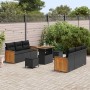 Conjunto de sofá de jardín 9 pcs Negro 90 x 55 x 71 cm