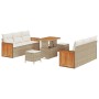 Conjunto de sofá de jardín 9 pcs Beige y Crema 90 x 55 x 71 cm