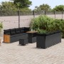 Conjunto de sofá de jardín 11 pcs Negro 90 x 55 x 71 cm