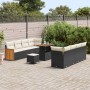 Conjunto de sofá de jardín 11 pcs Negro y crema 90 x 55 x 71 cm