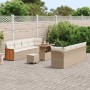 Conjunto de sofá de jardín 11 pcs Beige Crema 90 x 55 x 71 cm