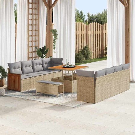 Conjunto de sofá de jardín 11 pcs Beige 100 x 100 x 71 cm