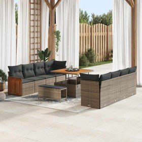 Conjunto de sofá de jardín 11 pcs Gris ratán sintético en Sofás de exterior | Comprar online en Foro24