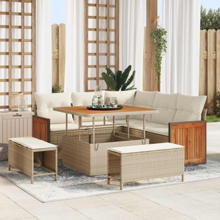 Conjunto de sofá de jardín 8 pcs Beige y Crema ratán sintético en Sofás de exterior | Comprar online en Foro24
