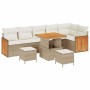 Conjunto de sofá de jardín 9 pcs Beige y Crema 80 x 80 x 71 cm