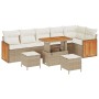 Conjunto de sofá de jardín 9 pcs Beige y Crema 90 x 55 x 71 cm