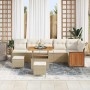 Conjunto de sofá de jardín 9 pcs Beige y Crema 90 x 55 x 71 cm