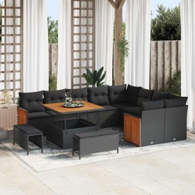 Conjunto de sofá de jardín 12 pcs Negro 100 x 100 x 71 cm Conjunto de sofá de jardín 12 pcs Negro 100 x 100 x 71 cm