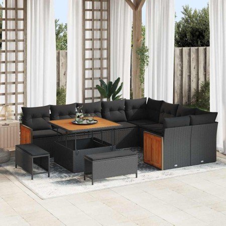 Conjunto de sofá de jardín 12 pcs Negro ratán sintético en Sofás de exterior | Comprar online en Foro24