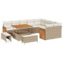 Conjunto de sofá de jardín 12 pcs Beige y Crema