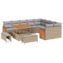 Conjunto de sofá de jardín 12 pcs Beige y gris claro
