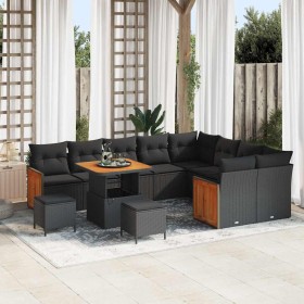 Conjunto de sofá de jardín 12 pcs Negro 80 x 80 x 71 cm Conjunto de sofá de jardín 12 pcs Negro 80 x 80 x 71 cm