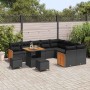 Conjunto de sofá de jardín 12 pcs Negro 80 x 80 x 71 cm