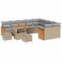 Conjunto de sofá de jardín 12 pcs Beige 90 x 55 x 71 cm