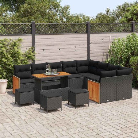 Conjunto de sofá de jardín 13 pcs Negro ratán sintético en Sofás de exterior | Comprar online en Foro24