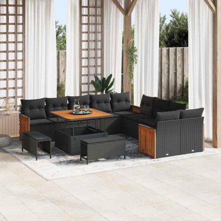 Conjunto de sofá de jardín 13 pcs Negro ratán sintético en Sofás de exterior | Comprar online en Foro24