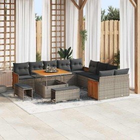 Conjunto de sofá de jardín 13 pcs Gris Gris oscuro Conjunto de sofá de jardín 13 pcs Gris Gris oscuro