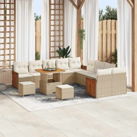 Conjunto de sofá de jardín 13 pcs Beige y Crema 80 x 80 x 71 cm Conjunto de sofá de jardín 13 pcs Beige y Crema 80 x 80 x 71 cm