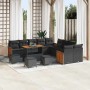 Conjunto de sofá de jardín 14 pcs Negro 110 x 55 x 71 cm