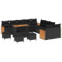 Conjunto de sofá de jardín 14 pcs Negro 110 x 55 x 71 cm