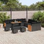 Conjunto de sofá de jardín 14 pcs Negro 110 x 55 x 71 cm