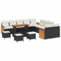 Conjunto de sofá de jardín 14 pcs Negro y crema ratán sintético en Sofás de exterior | Comprar online en Foro24