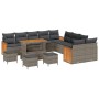 Conjunto de sofá de jardín 14 pcs Gris Gris oscuro