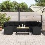 Sofás de jardín 3 piezas y cojines ratán sintético negro