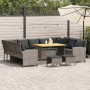 Set de sofás de jardín 4 pzas y cojines ratán sintético gris