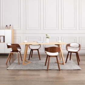 Sillas de comedor 4 unidades madera curvada y cuero sintético