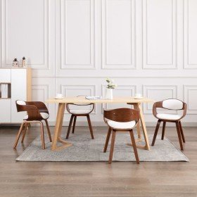 Sillas de comedor 4 unidades madera curvada y cuero sintético Sillas de comedor 4 unidades madera curvada y cuero sintético