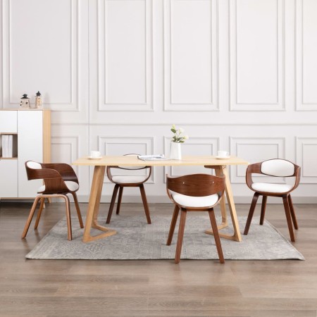 Sillas de comedor 4 unidades madera curvada y cuero sintético
