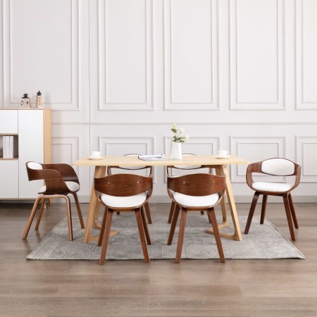 Sillas de comedor 6 unidades madera curvada y cuero sintético