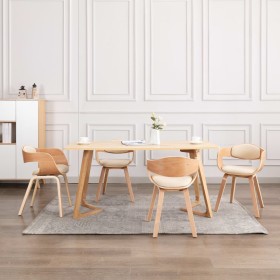 Sillas de comedor 4 uds madera curvada y cuero sintético