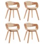 Sillas de comedor 4 uds madera curvada y cuero sintético