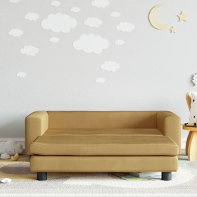 Sofá para niños con reposapiés terciopelo marrón 100x50x30 cm