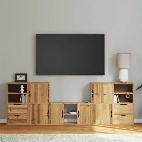 Muebles de TV 5 uds. con almacenaje "ODDA" madera maciza pino