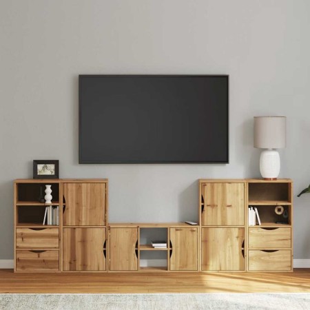 Muebles de TV 5 uds. con almacenaje "ODDA" madera maciza pino en Muebles TV | Comprar online en Foro24