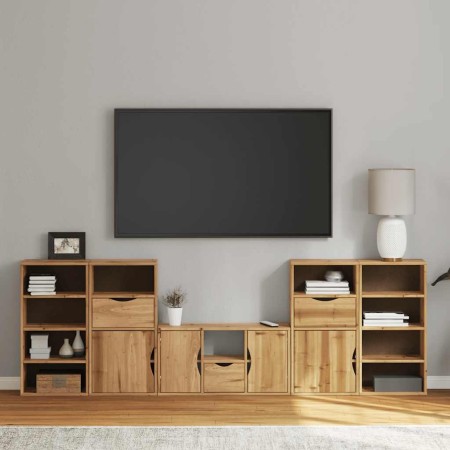 Muebles de TV 5 uds. con almacenaje "ODDA" madera maciza pino en Muebles TV | Comprar online en Foro24