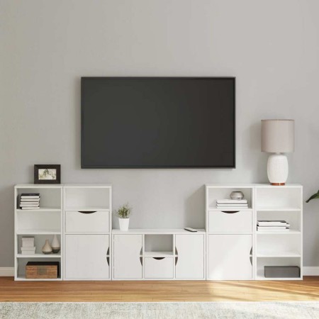 Muebles de TV 5 uds. con almacenaje "ODDA" blanco madera pino en Muebles TV | Comprar online en Foro24