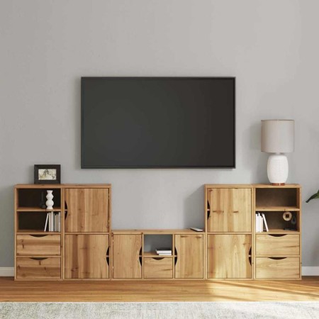 Muebles de TV 5 uds. con almacenaje "ODDA" madera maciza pino en Muebles TV | Comprar online en Foro24
