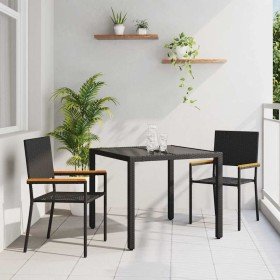 Conjunto de Comedor de Jardín 3 pcs Negro 90 x 90 x 75 cm