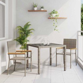 Conjunto de Comedor de Jardín 3 pcs Gris y marrón