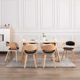 Sillas de comedor 6 unidades madera curvada y cuero sintético