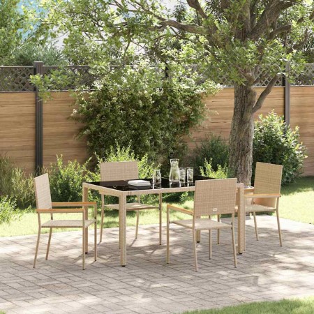 Conjunto de Comedor de Jardín 5 pcs Beige ratán sintético en Sillas de jardín | Comprar online en Foro24