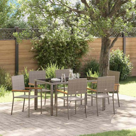 Conjunto de Comedor de Jardín 7 pcs Gris 150 x 90 x 75 cm