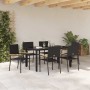 Conjunto de Comedor de Jardín 7 pcs Negro 190 x 90 x 75 cm